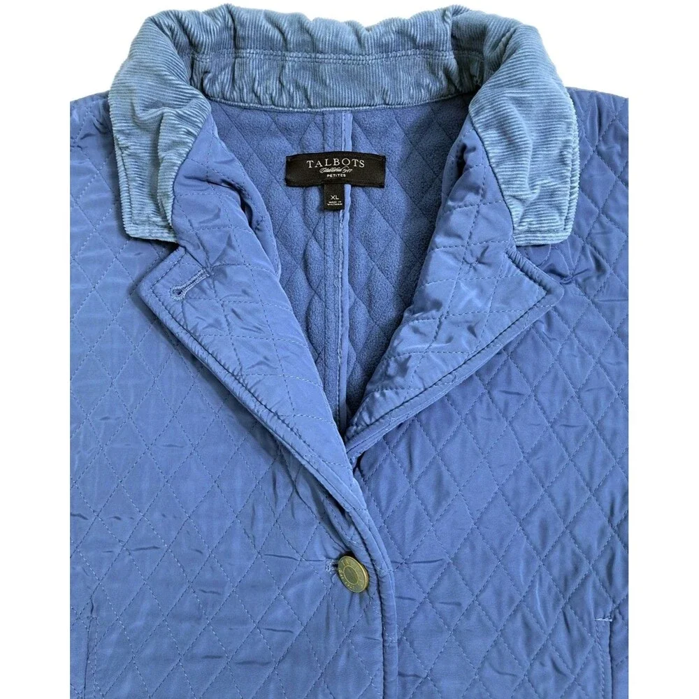 Talbots Blue Quilted Vest Size XL Petites Jacket Button - Picture 2 of 8